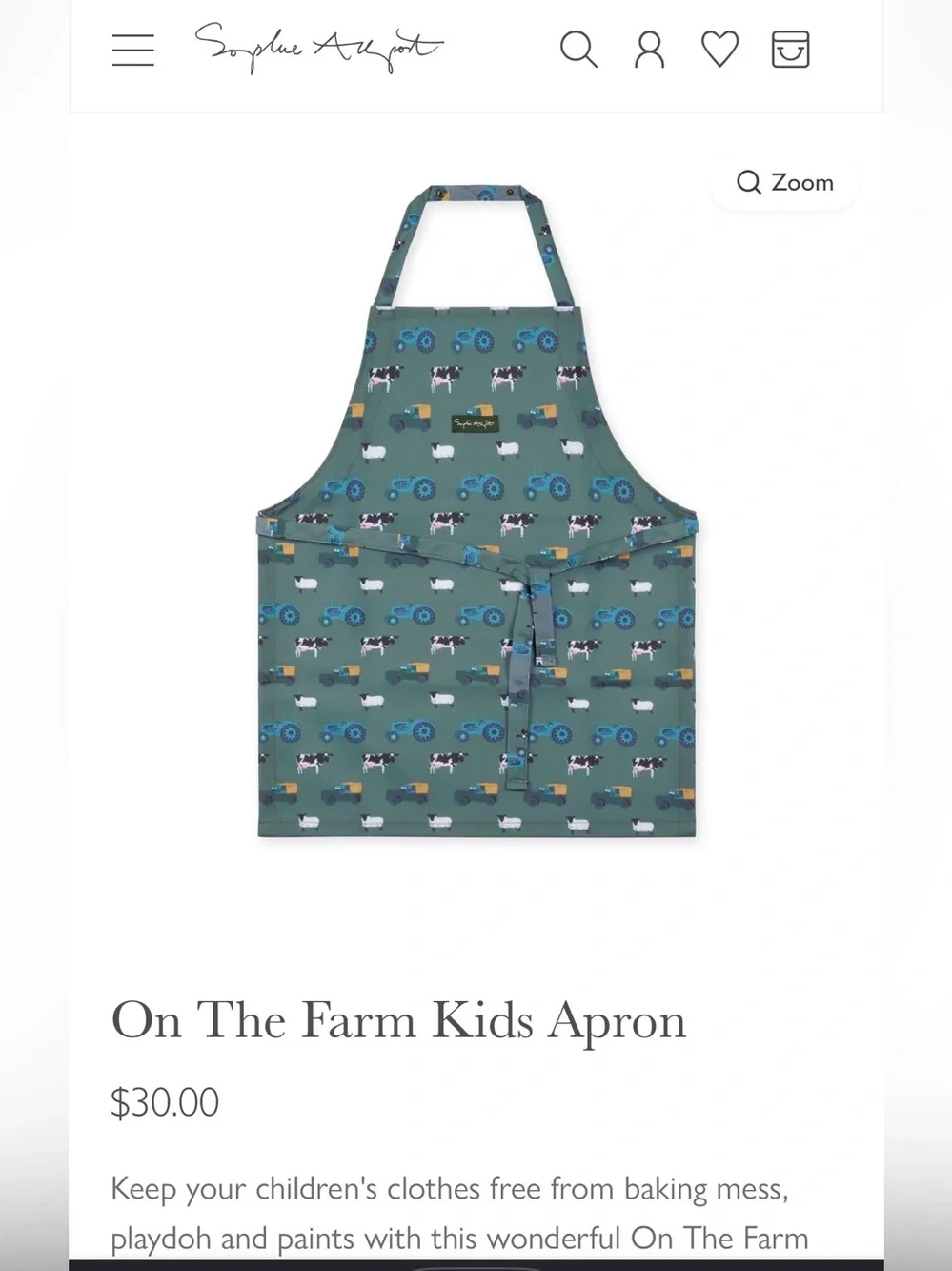 On The Farm Kids Apron by Sophie Allport